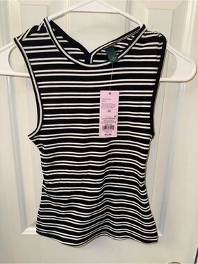 wild fable Black and White Striped Ribbed Crewneck Tank